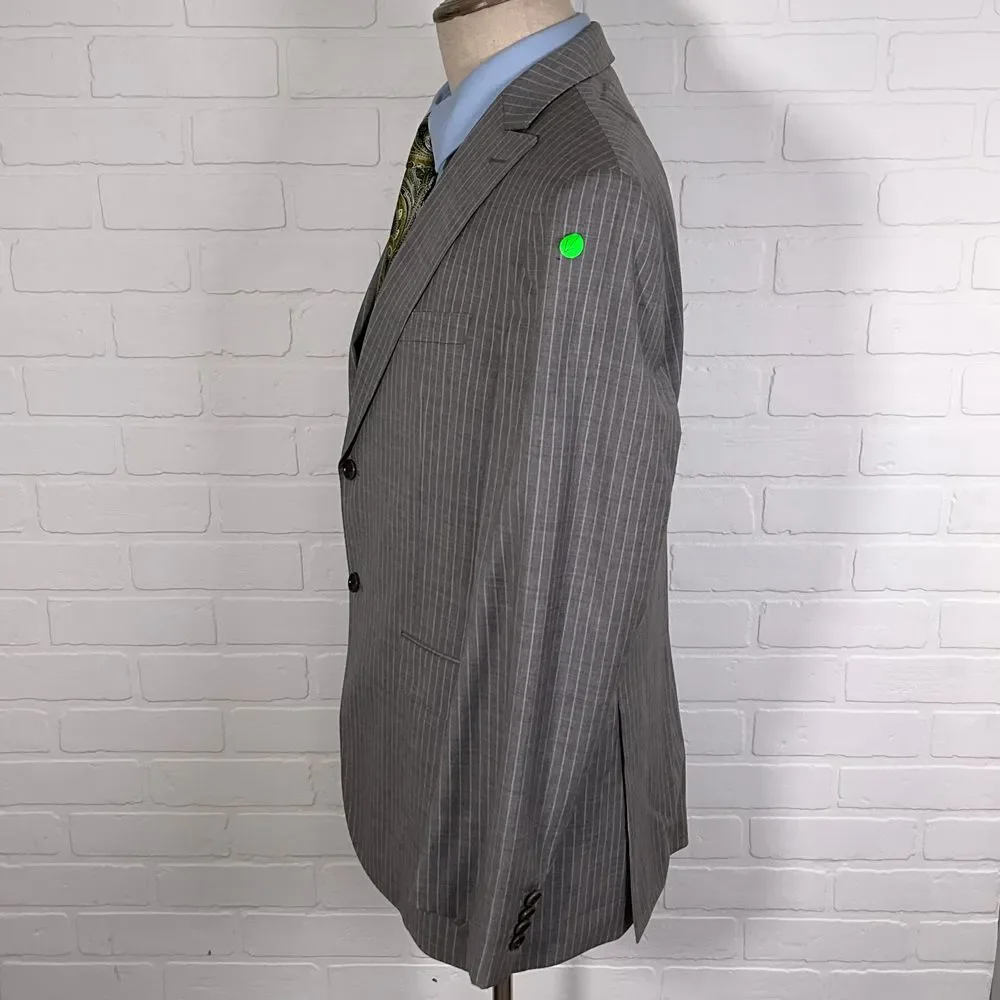 Banana Republic Blazer Men 44R Gray Pinstripe Trabaldo Togna‎ Wool Cashmere